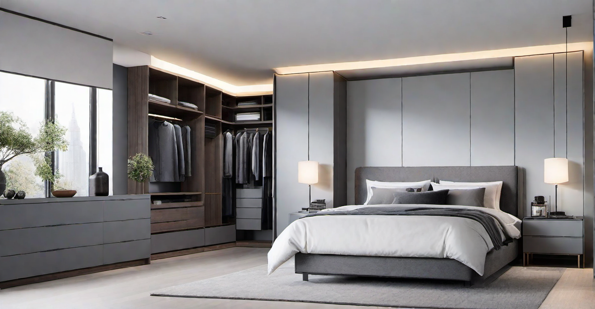 Maximizing Space: Grey Bedroom with Smart Storage Solutions