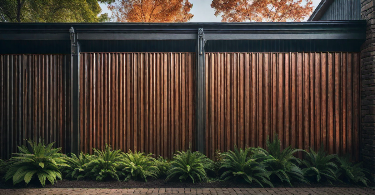 Rustic Charm: Weathered Corrugated Metal Fence