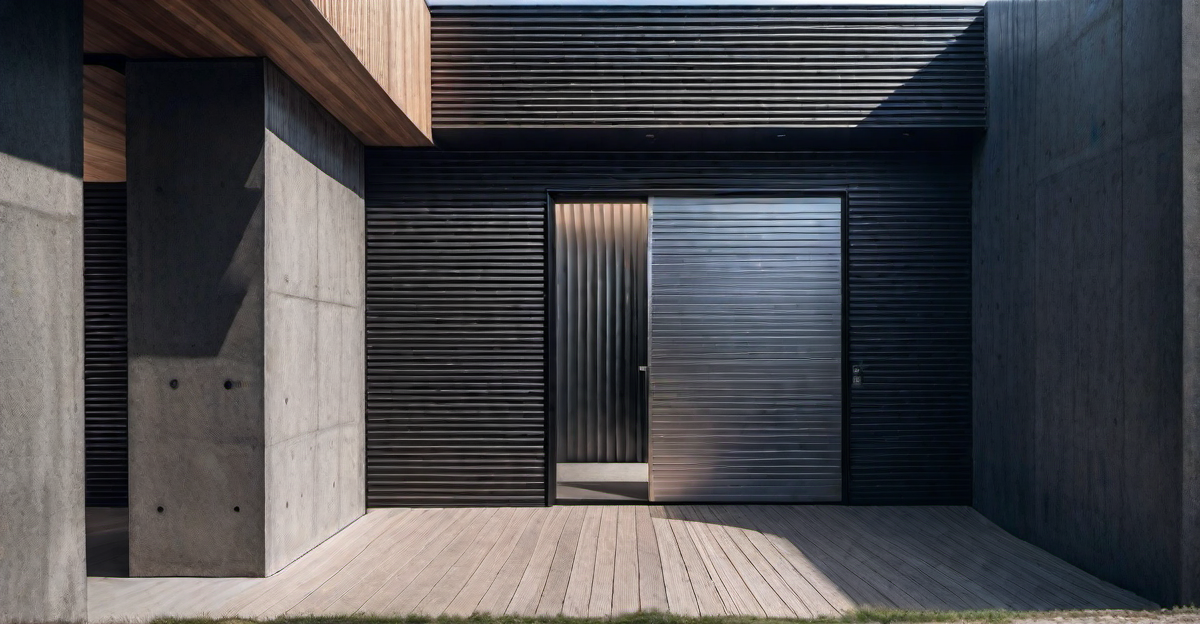 Subtle Sophistication: Corrugated Metal Door in Minimalist Design