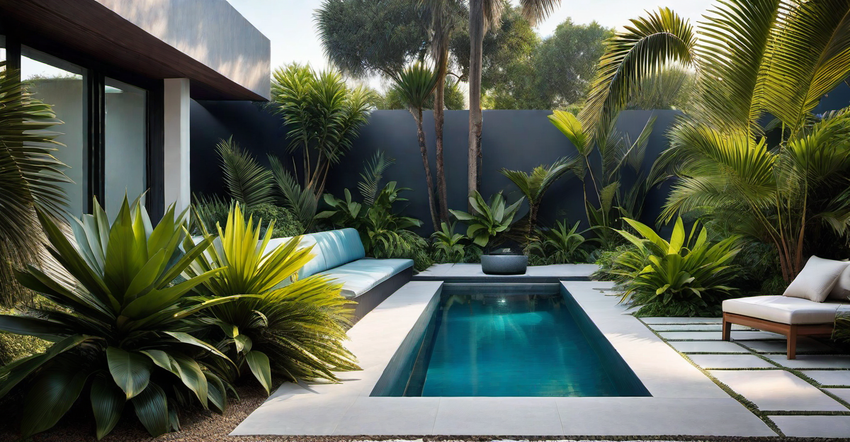 Tropical Paradise: Exotic Mini Pool with Palm Trees