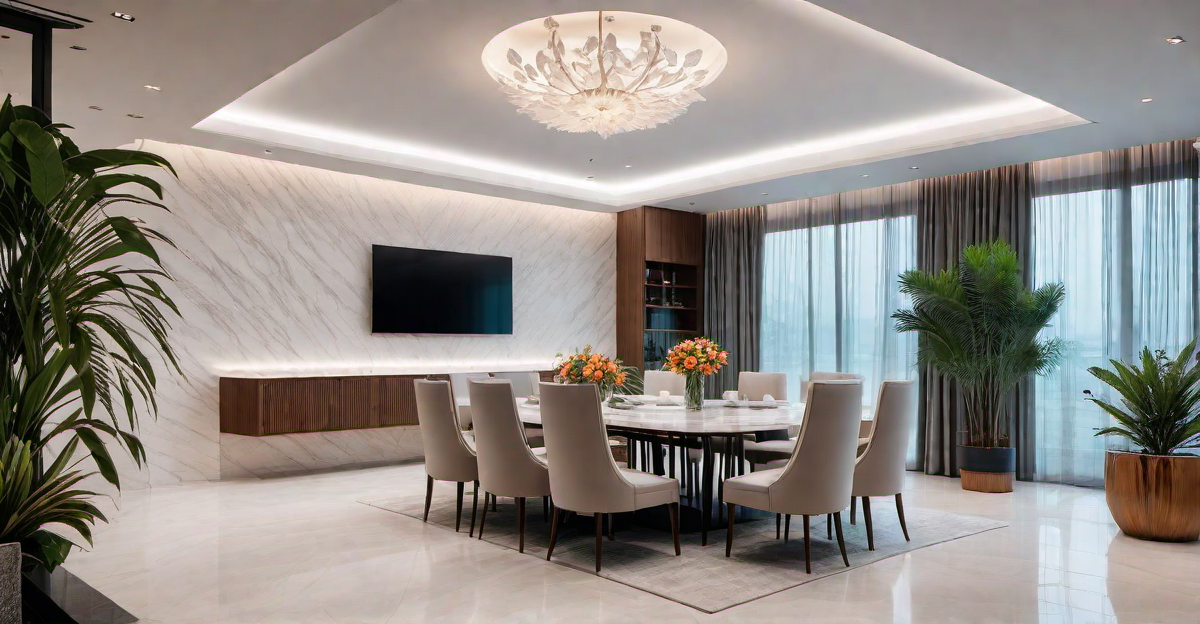 Tropical Retreat: Gypsum Board False Ceiling Inspired by Nature