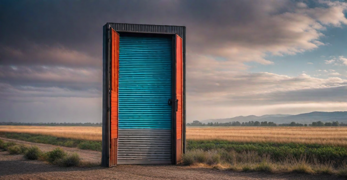 Unique Texture: Corrugated Metal Door for Visual Interest