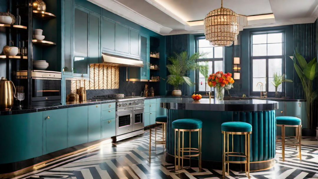 Art Deco Delight: Eclectic Kitchen with Retro Flair