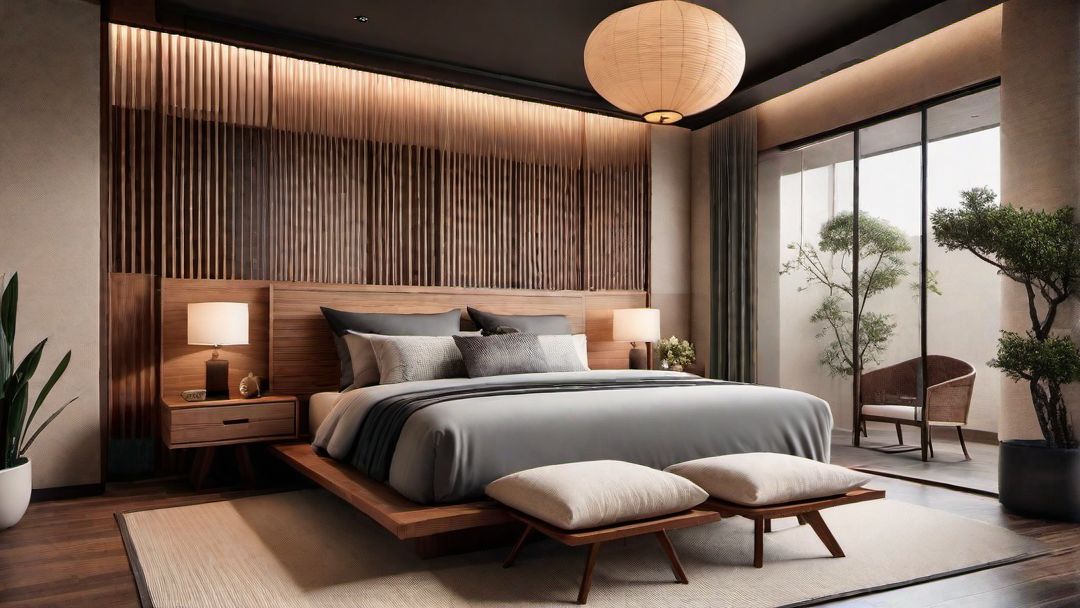Asian Inspired Bedroom with Zen Garden Features
