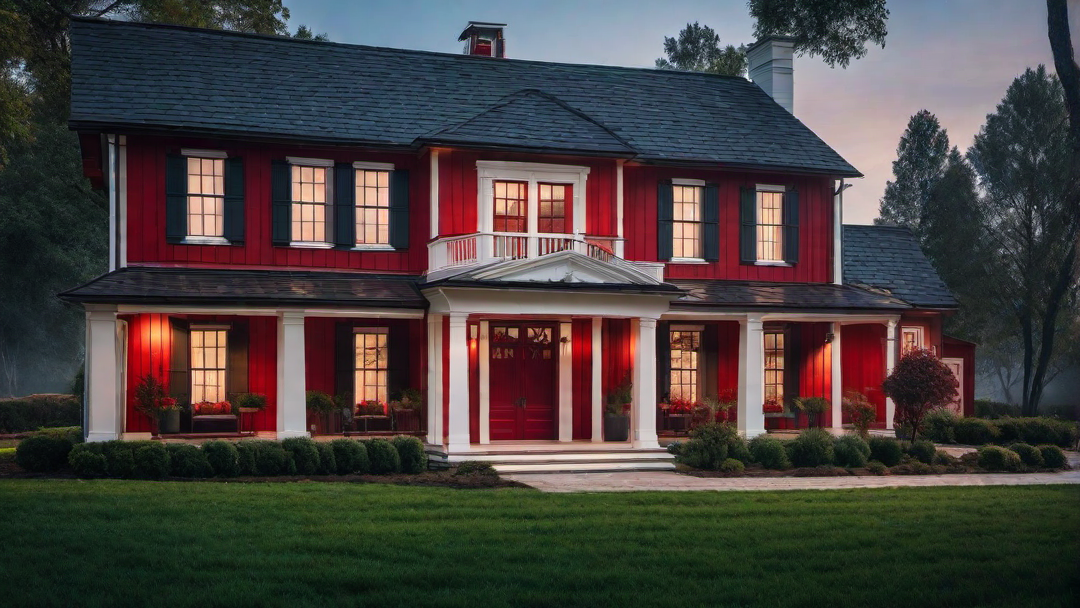 Bold Red Farmhouse with White Trim