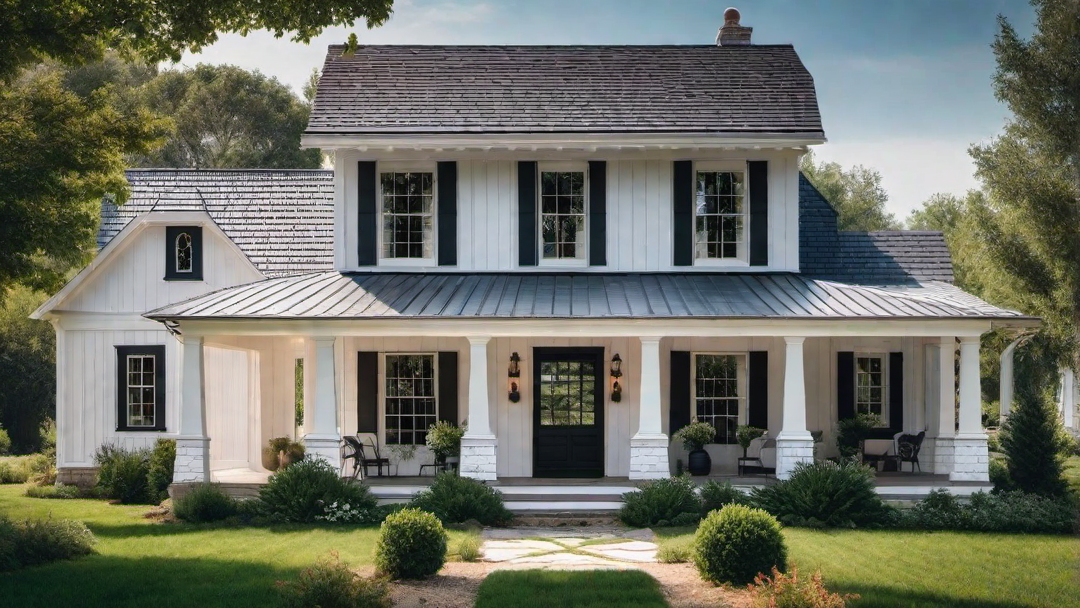 Classic White Farmhouse with Black Shutters