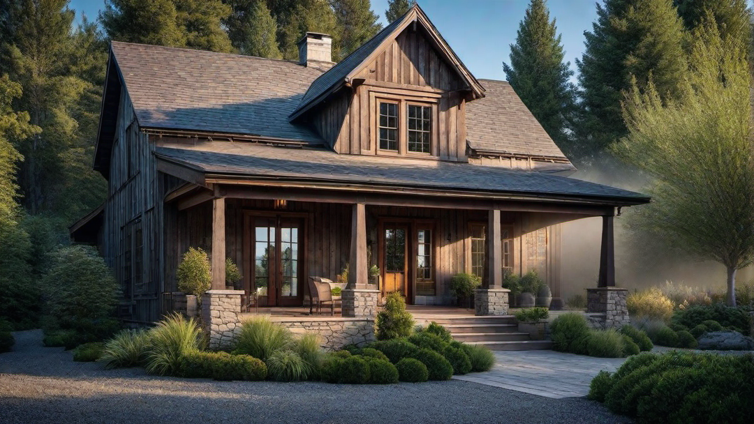 Rustic Charm: Weathered Wood Accents on Farmhouse Exterior