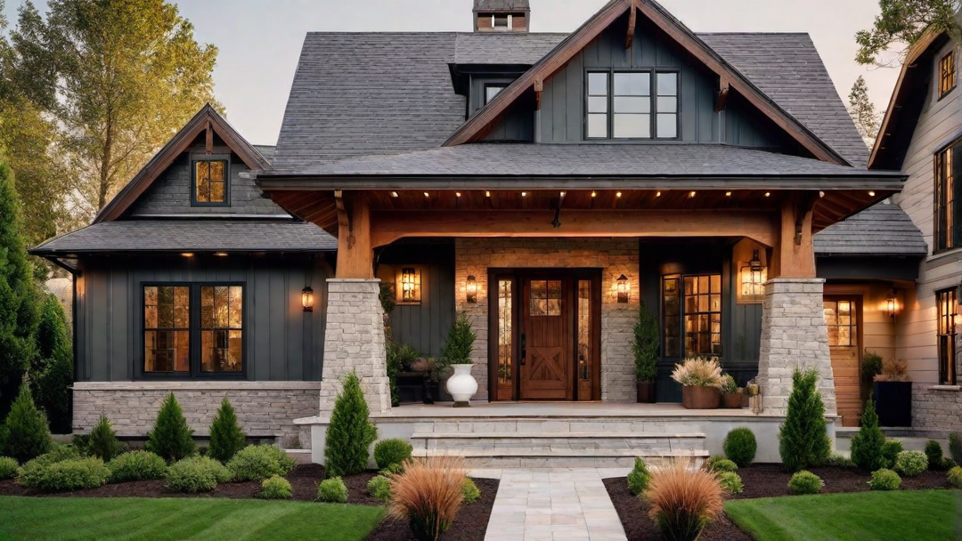 Traditional Charm: Wooden Front Door and Porch