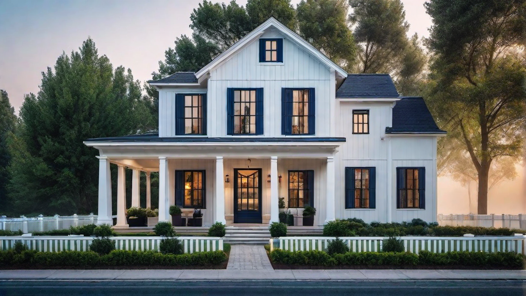 White Farmhouse with Navy Blue Accents