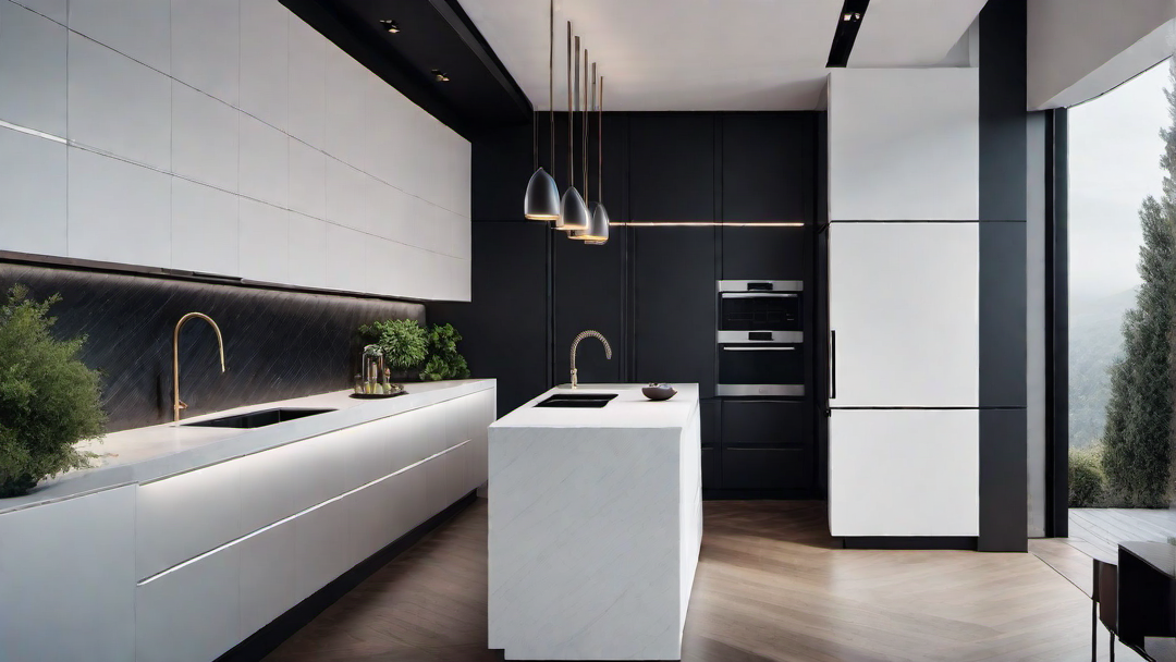 Monochromatic Magic: Black and White Palette in Modern Kitchen