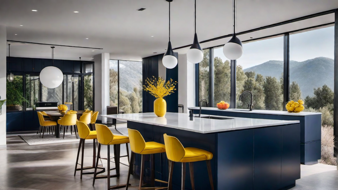 Bold Contrast: Vibrant Colors Popping in a Modern Kitchen