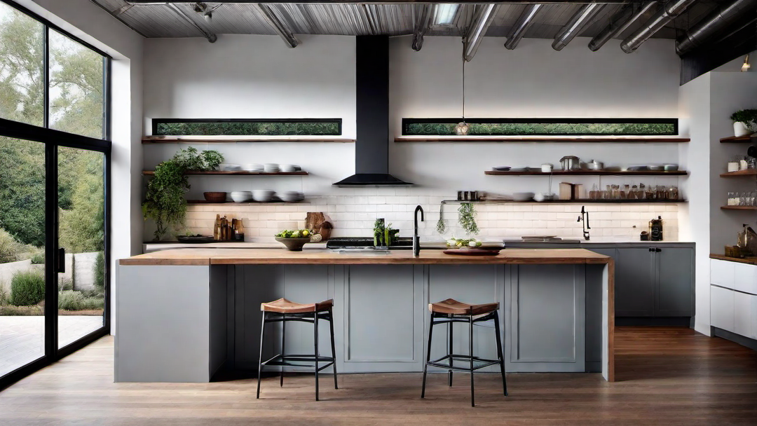 High Ceilings for a Spacious Industrial Kitchen Feel