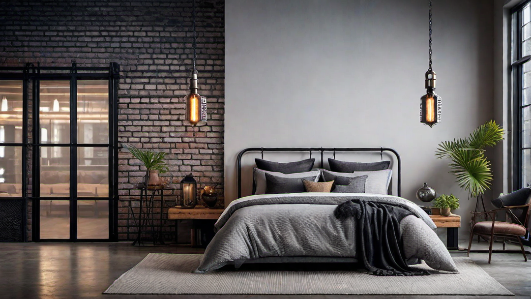Vintage Vibes: Industrial Bedroom with Antique Furniture