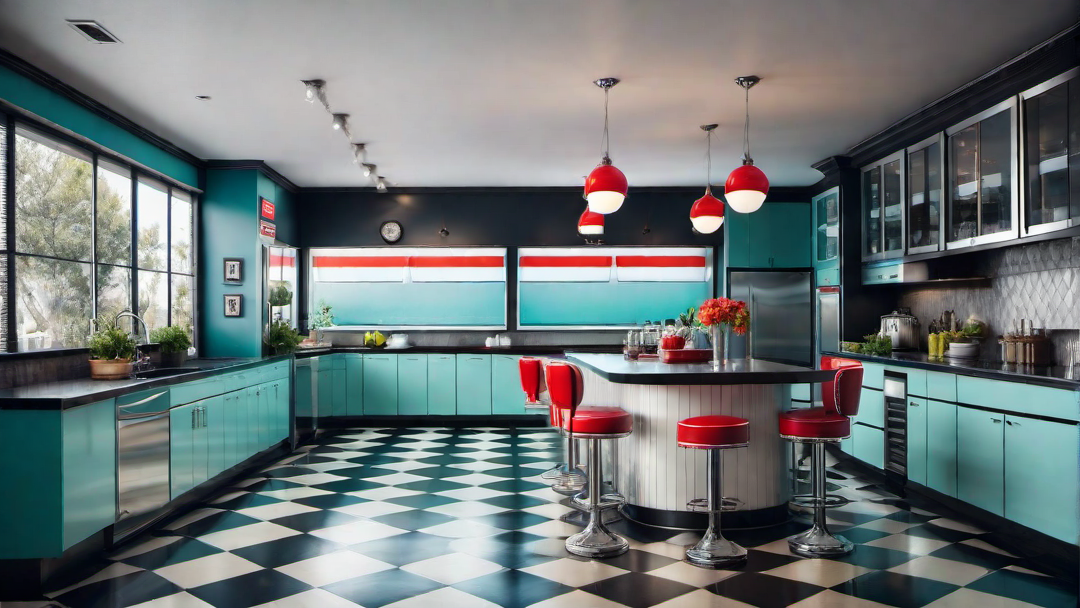 Retro Vibes: Traditional Kitchen with 50s Diner Aesthetic