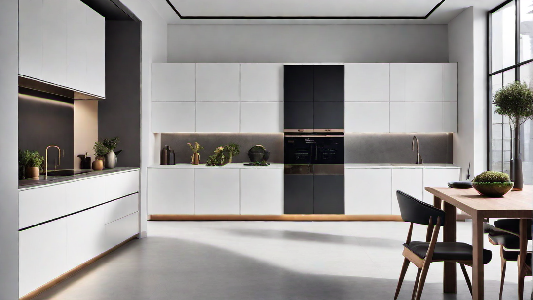 Minimalist Luxury: Sleek White Kitchen with High-end Appliances