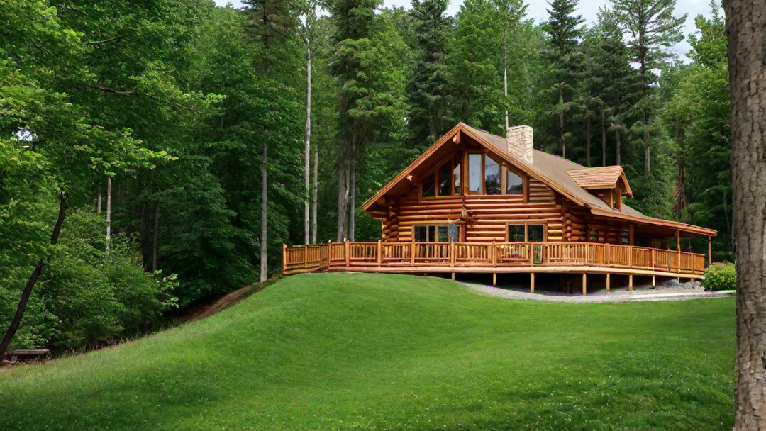 Elegant Log Cabin Blending with Nature