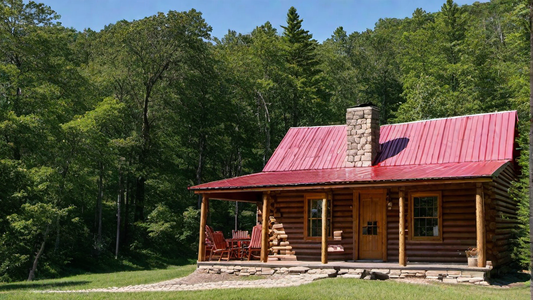 Quaint Log Cabin with a Red Tin Roof