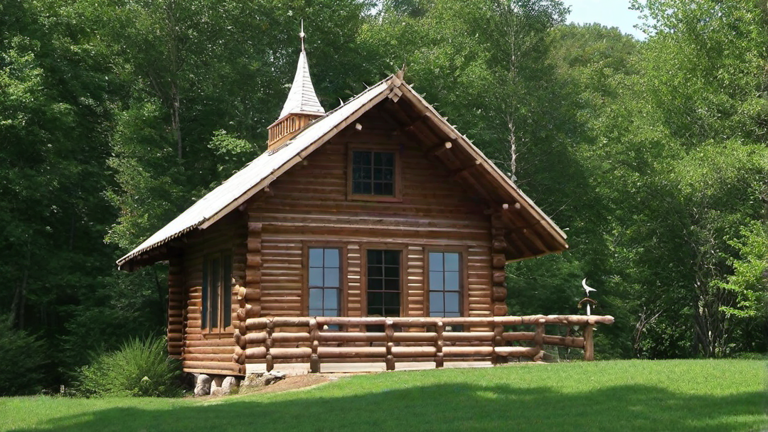 Classic Log Cabin with Rustic Wind Vane