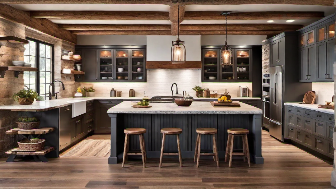 Rustic Kitchen with Wooden Cabinets and Island