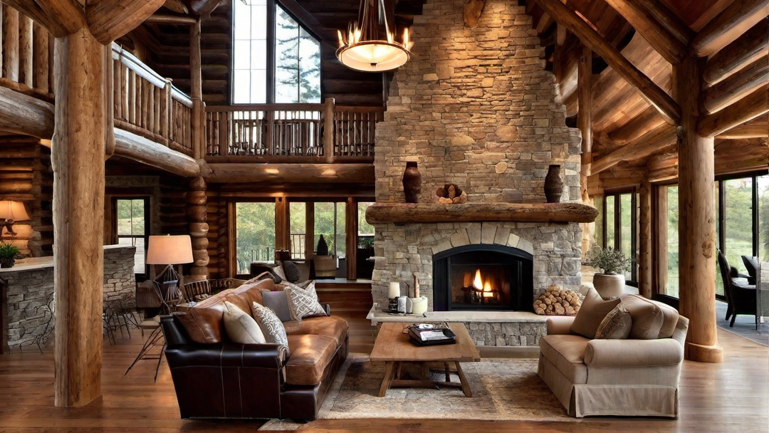 Rustic Charm: Exposed Log Walls and Wooden Beams