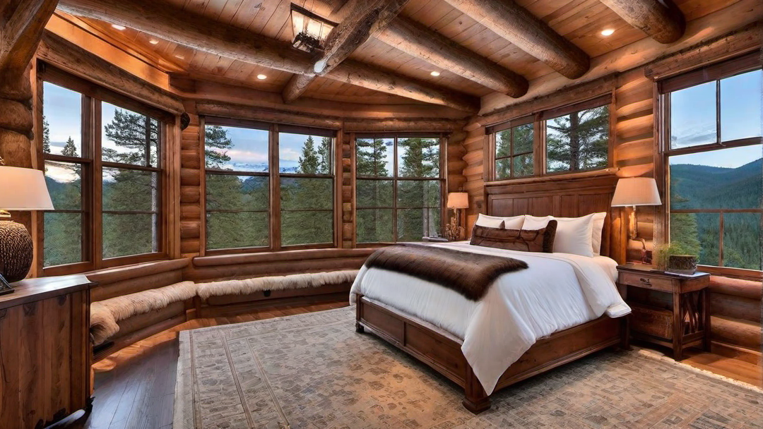 Luxurious Log Cabin Master Bedroom Suite
