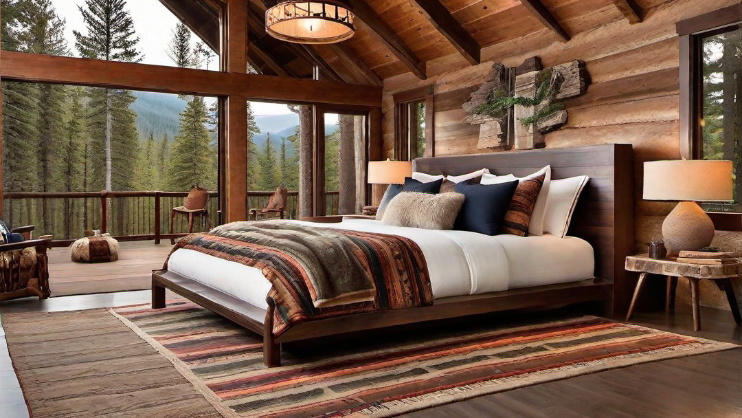Outdoor-Inspired Decor in a Log Cabin Bedroom