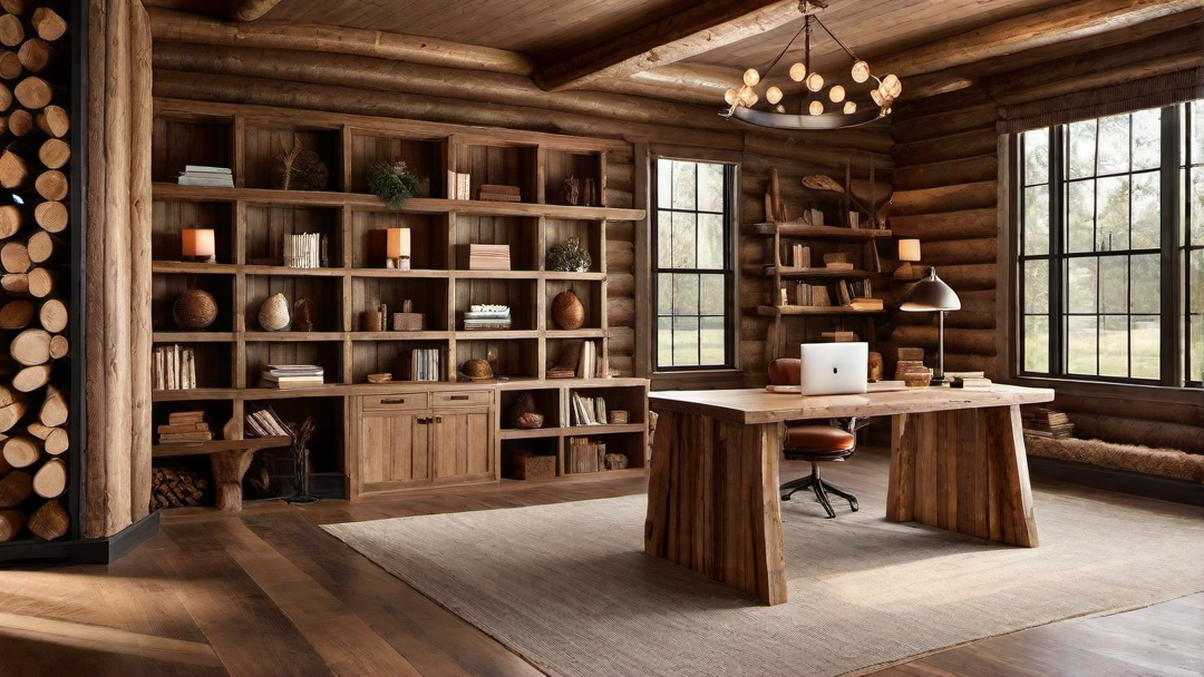 Log Cabin Office Space with Wooden Desk