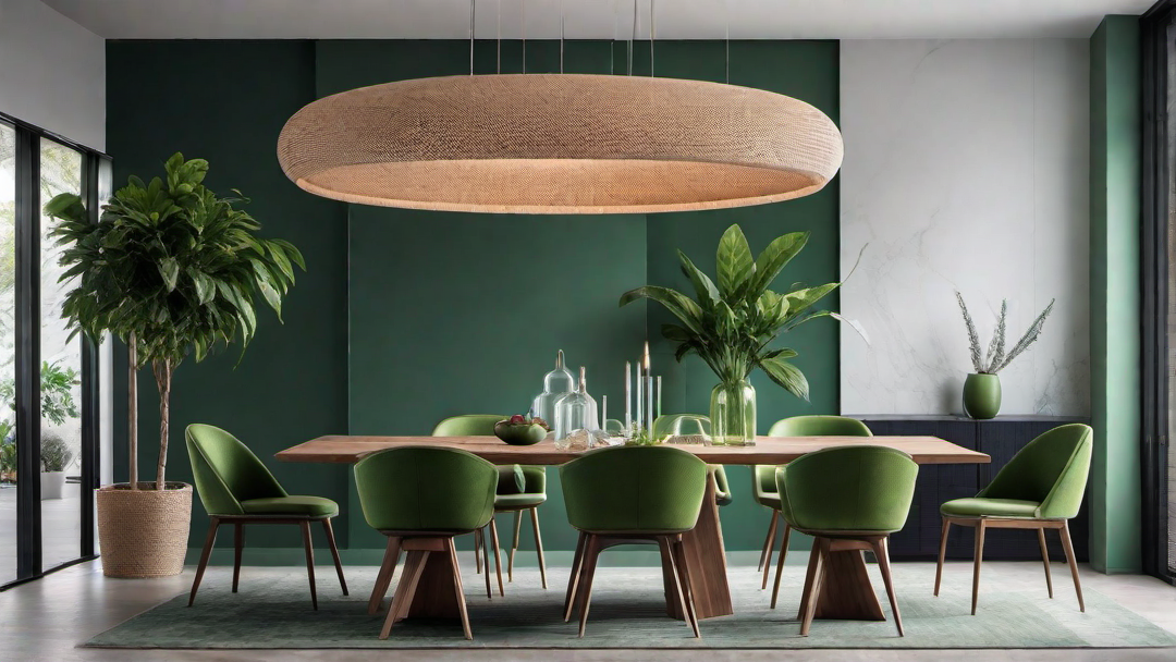 Modern Dining Room: Green Chairs and Table Setting