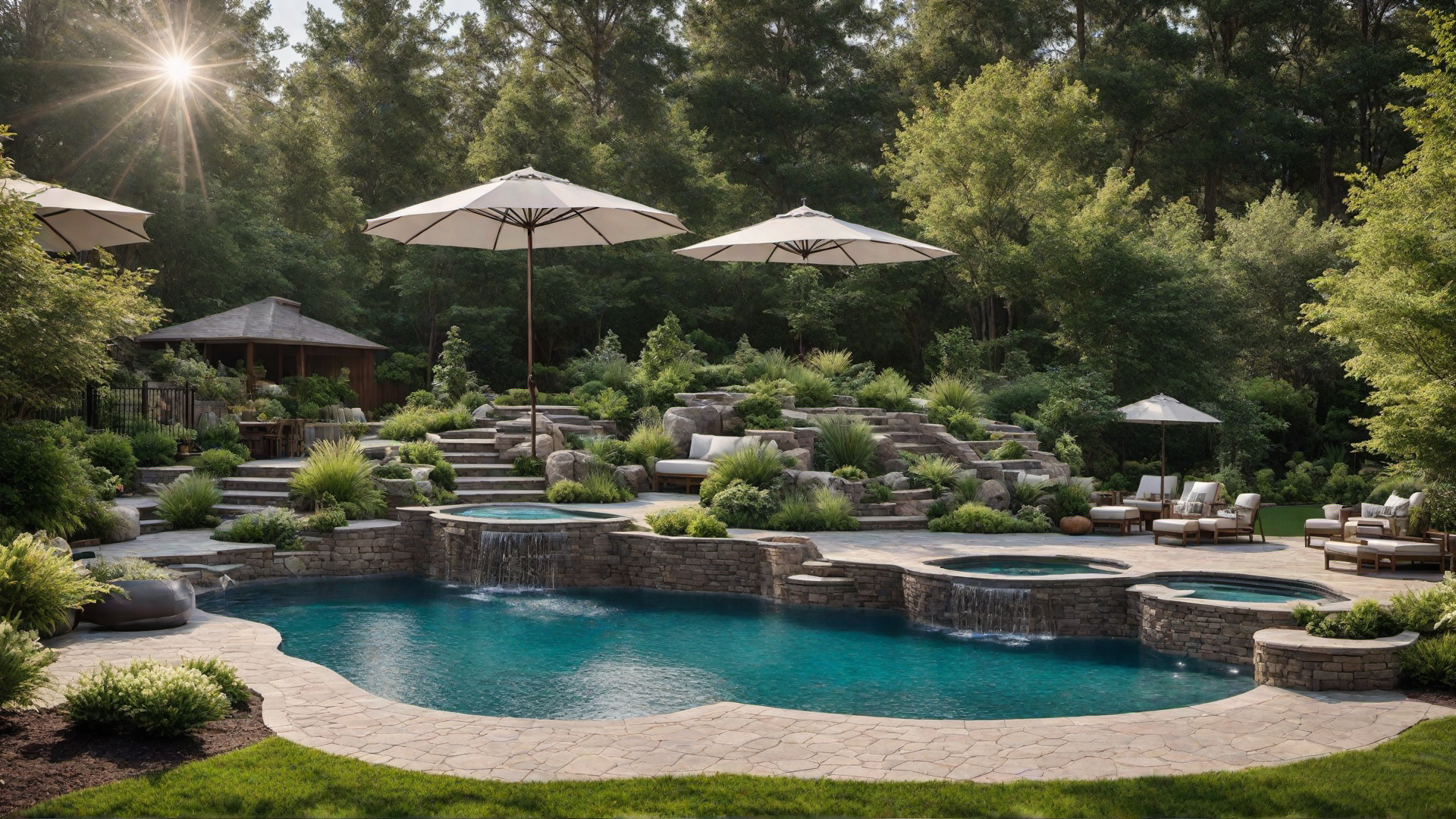 Freeform Pool with Curved Edges and Natural Landscaping