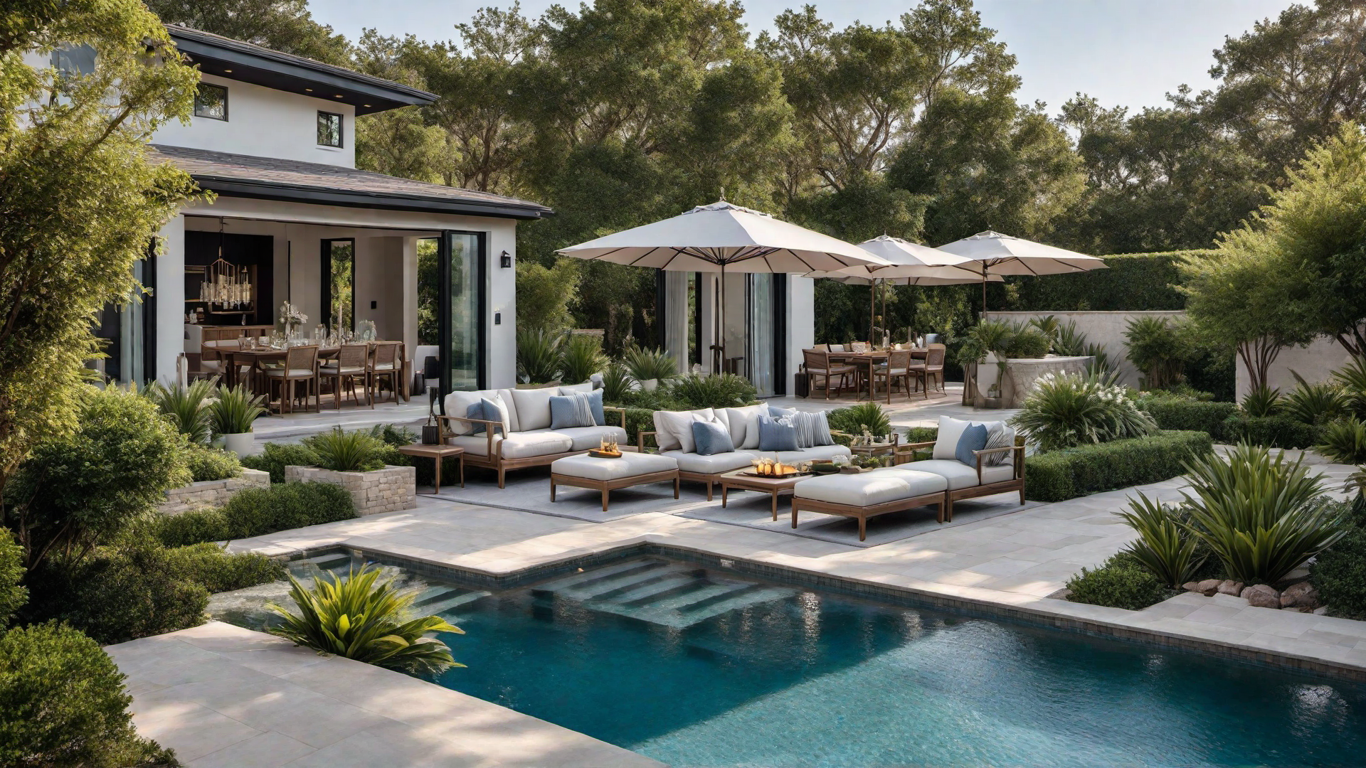 Chic Poolside Cabana with Comfortable Seating