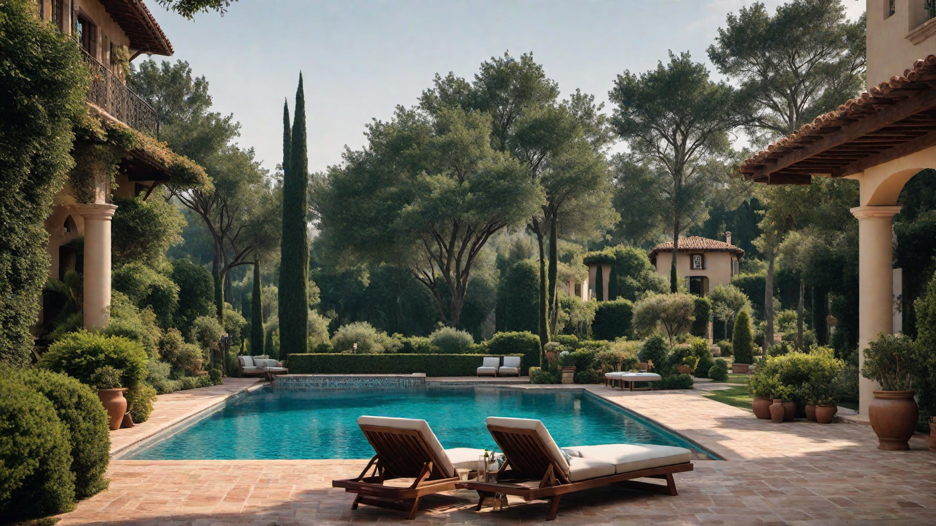 Tuscan Villa Style: Pool with Terracotta Tiles