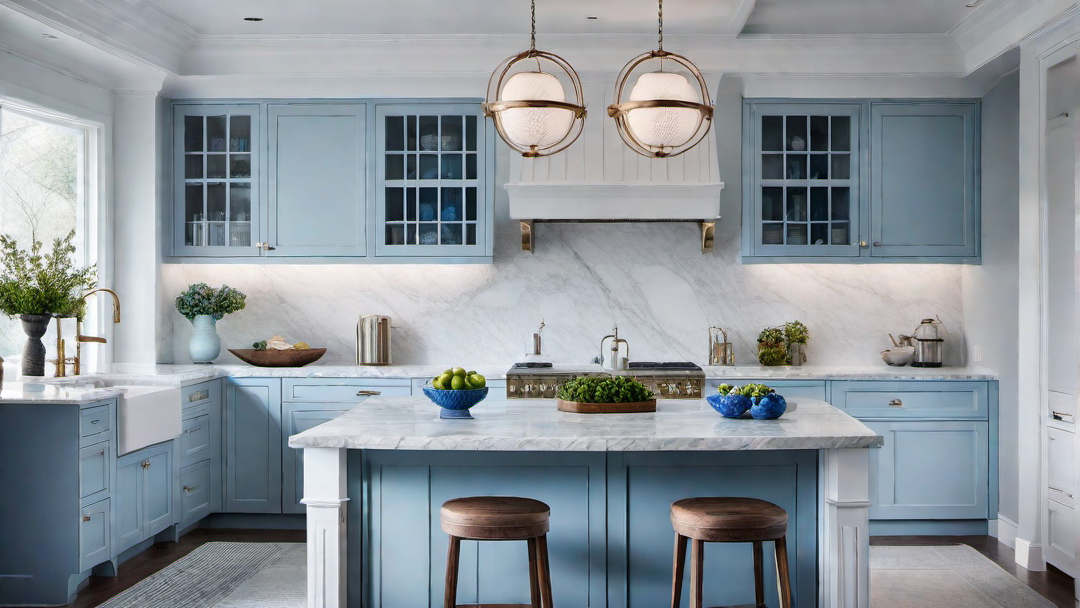 Classic Elegance: Timeless White and Blue Coastal Kitchen