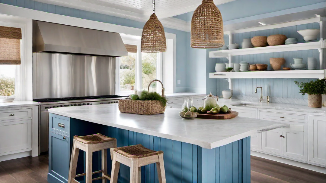 Rustic Elements: Weathered Wood Features in Coastal Kitchen