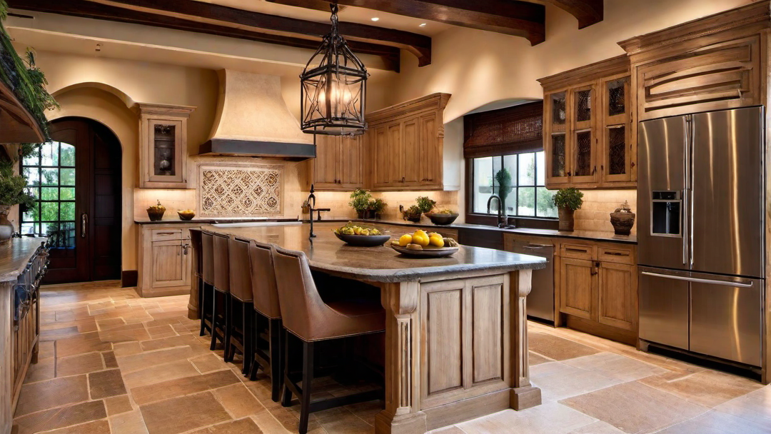Traditional Elements: Wrought Iron Accents in a Mediterranean Kitchen