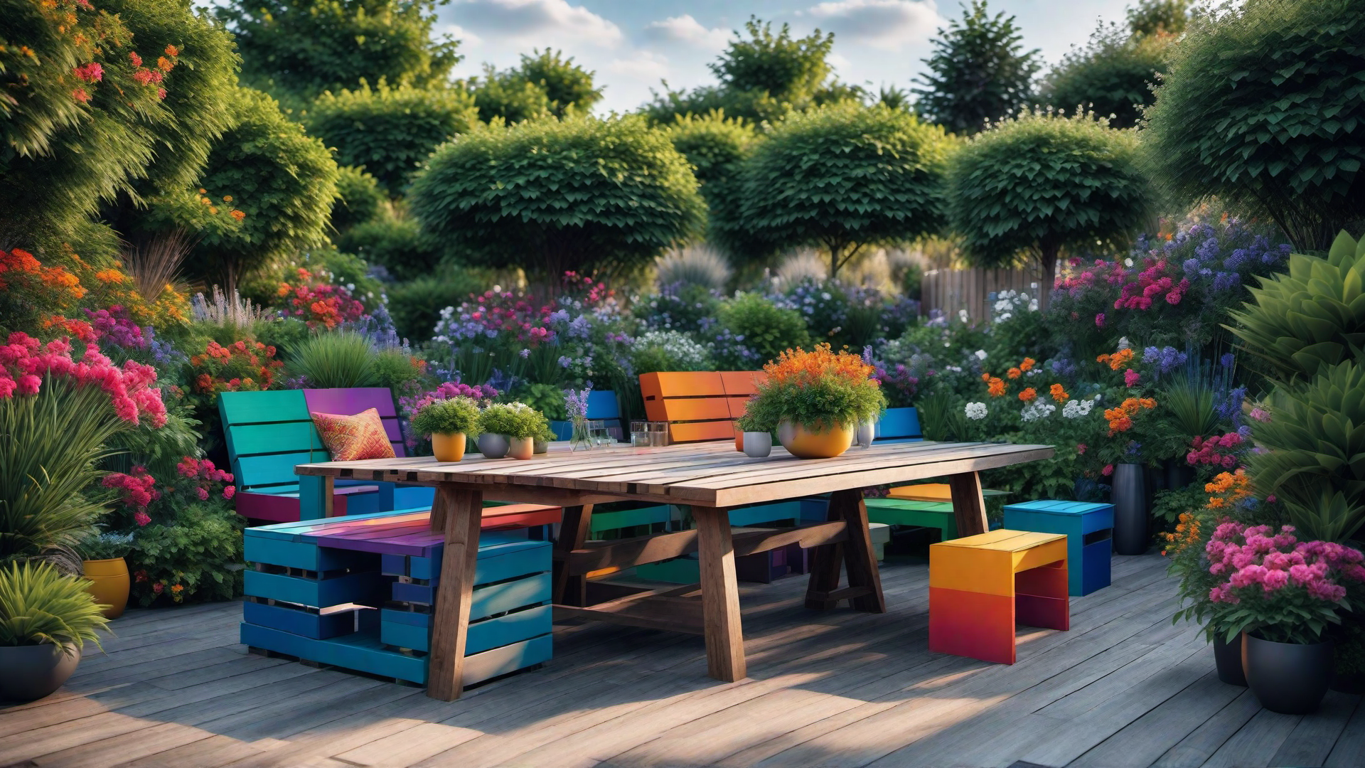 Colorful Painted Pallet Furniture