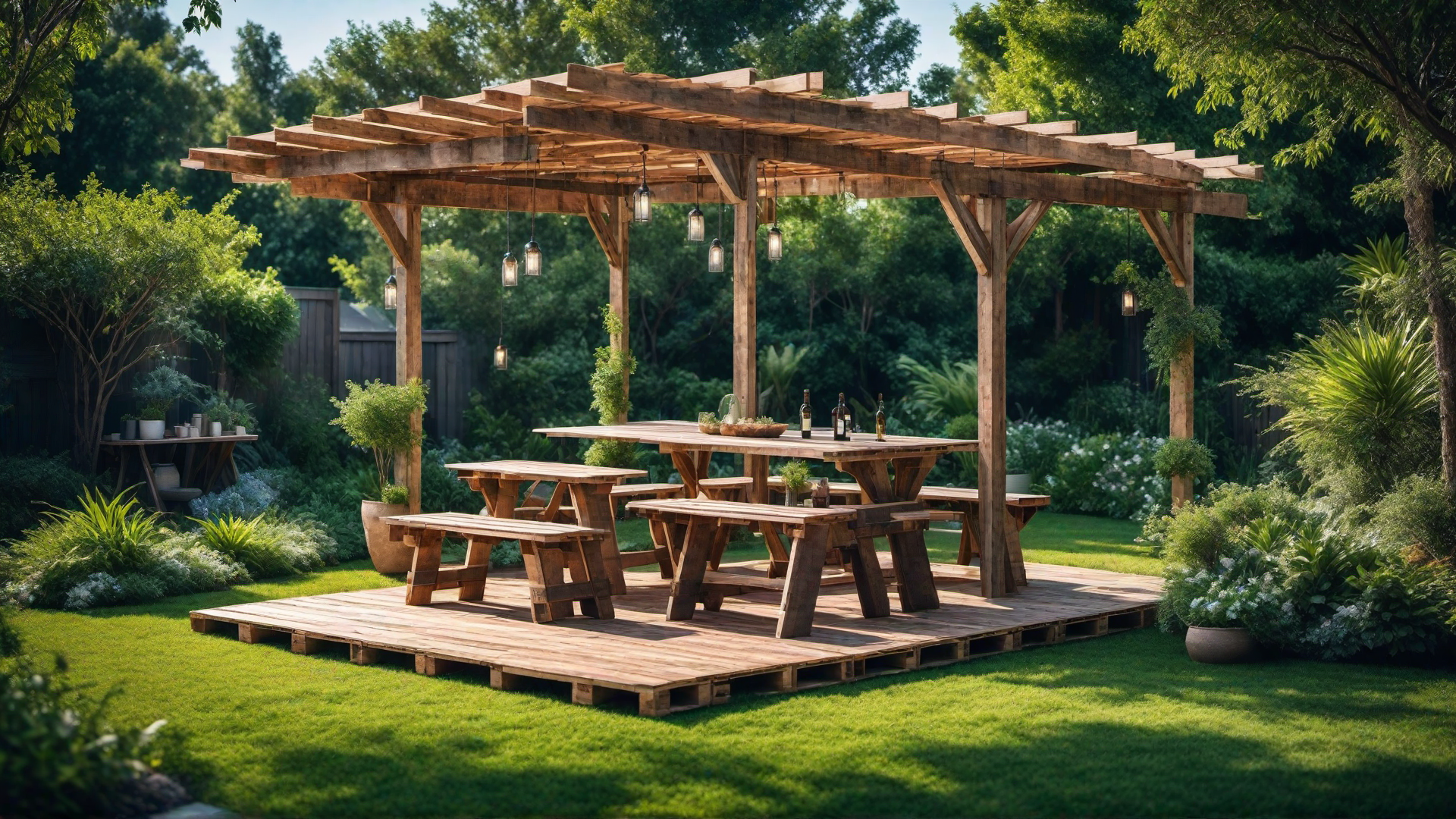 Pallet Picnic Shelter with Shaded Seating