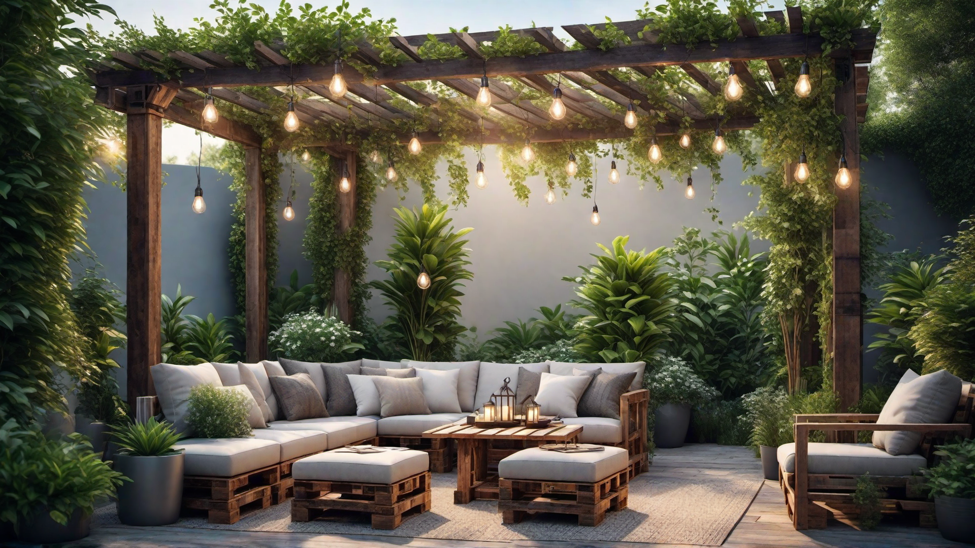 Pallet Pergola with Seating