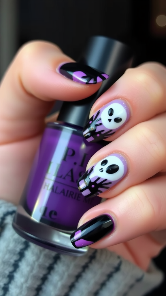 Glistening Haunted House Nails