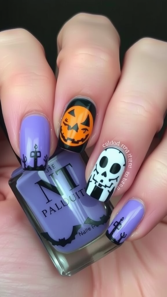 Vivid Galaxy Halloween Nails