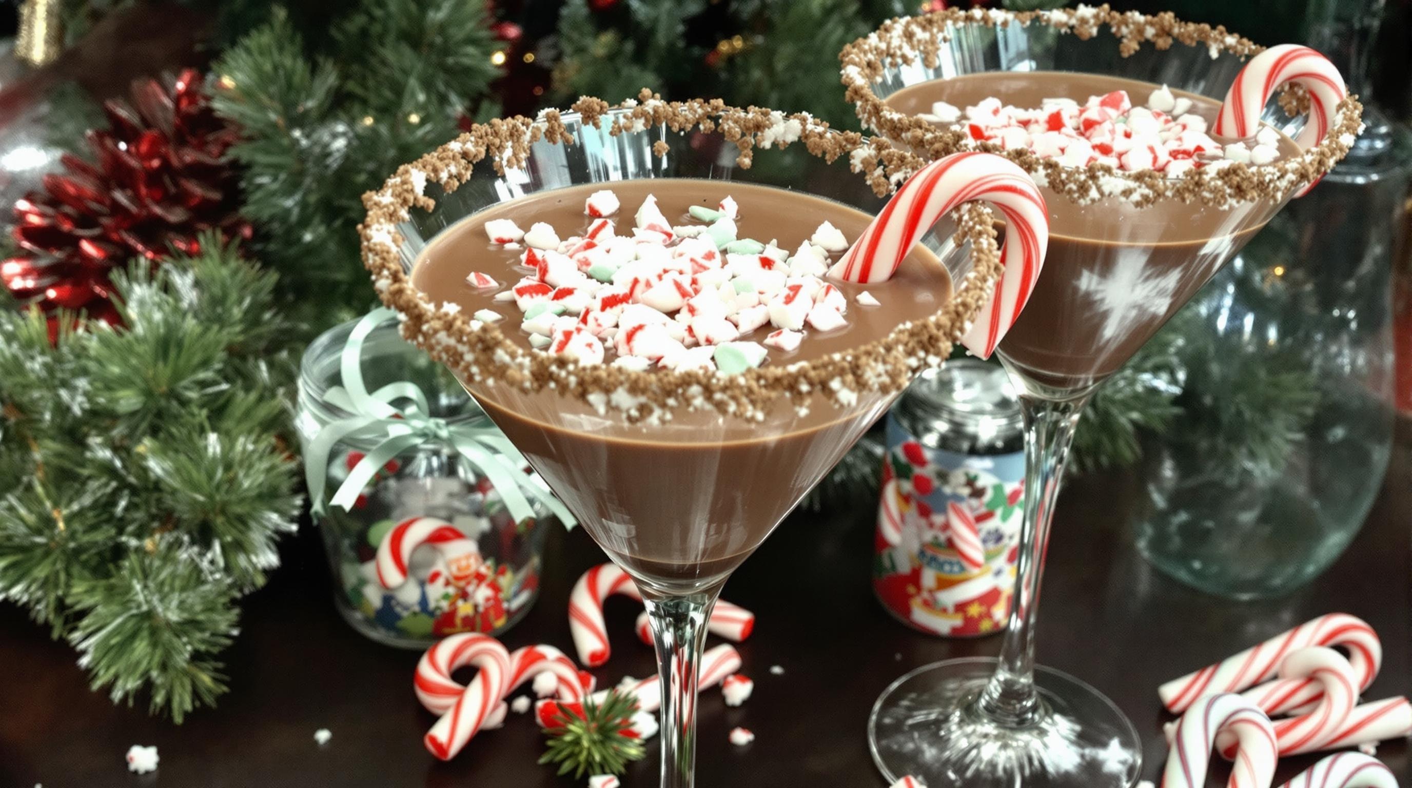 Chocolate Mint Martini with Crushed Candy Canes