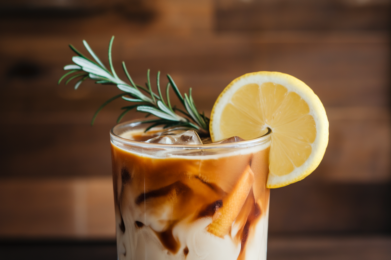 Iced Coffee with Rosemary Infusion and Citrus Twist