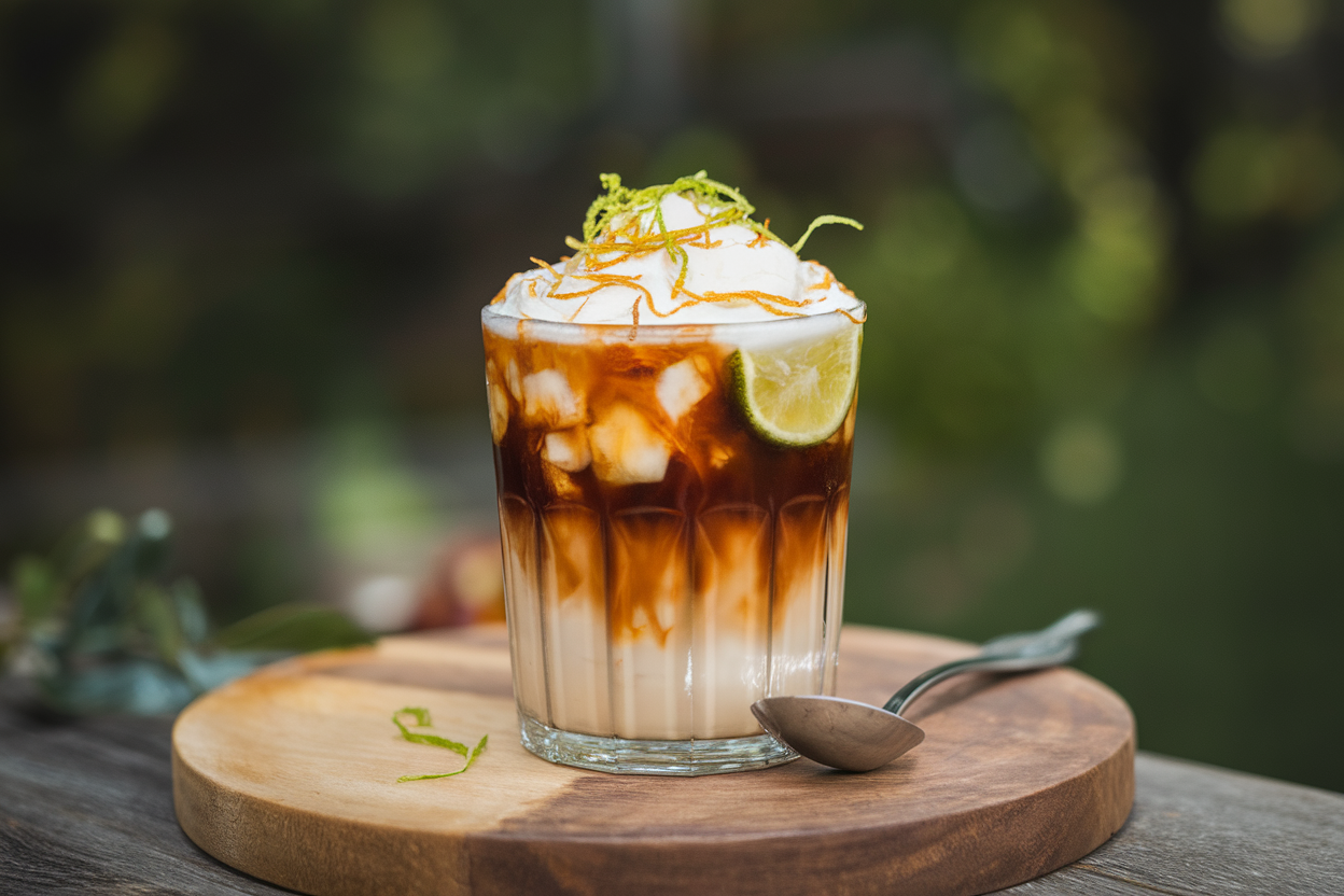 Iced Coffee with Spicy Ginger and Lime Zest