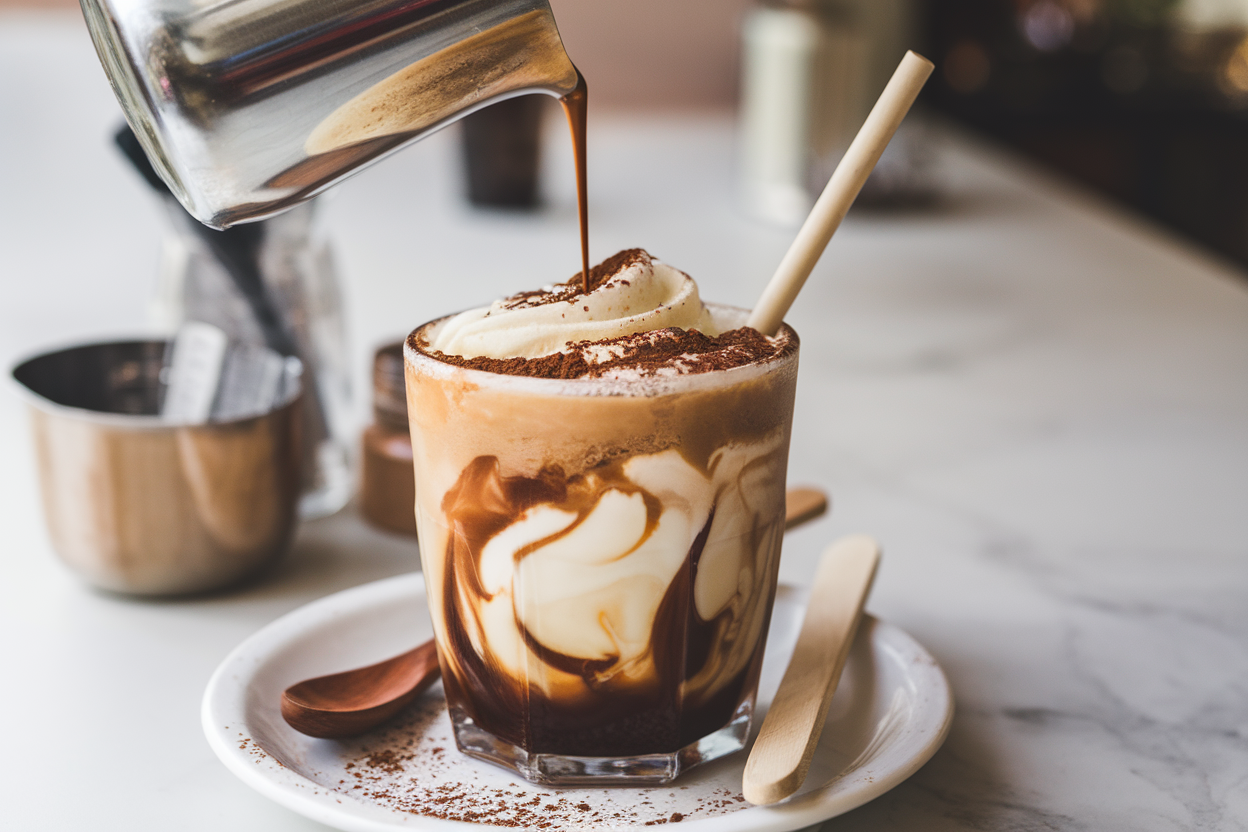 Iced Coffee Affogato with Espresso and Vanilla Gelato