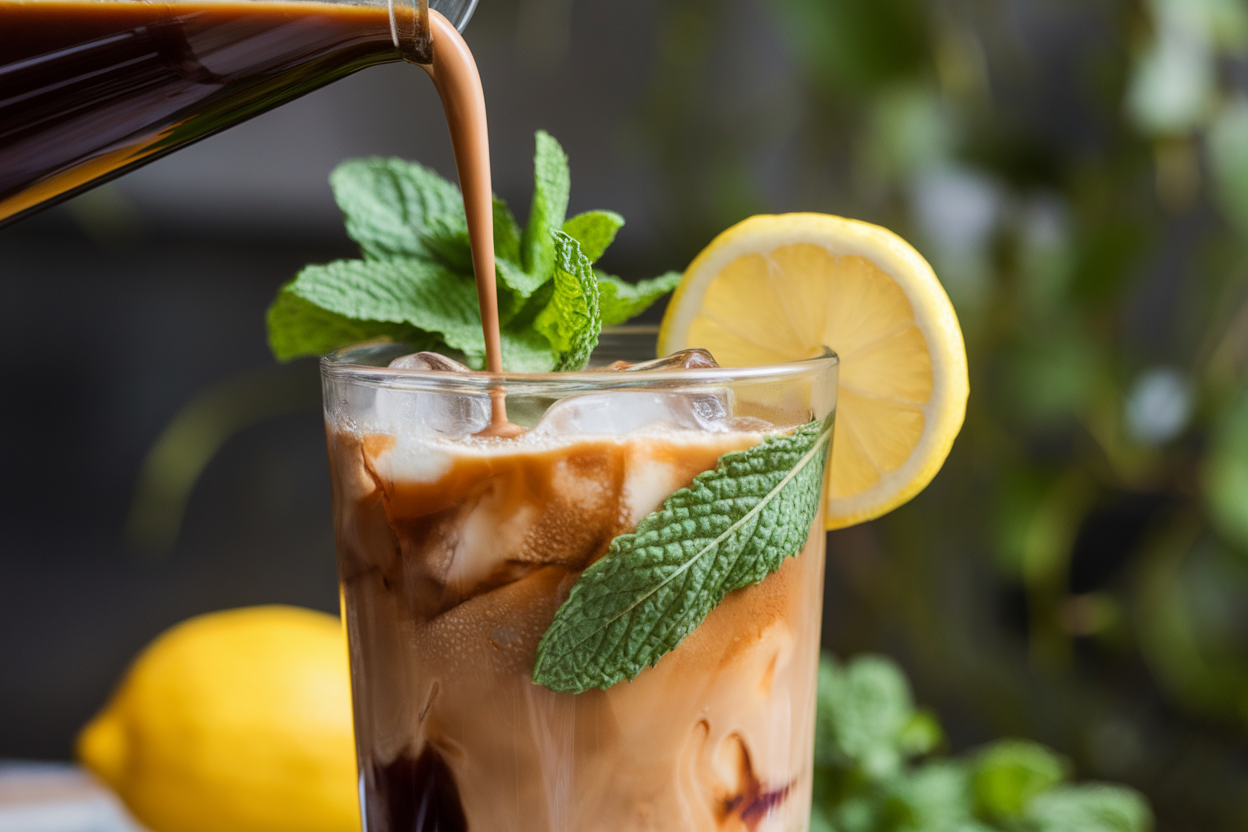 Lavender Lemonade Iced Coffee with Fresh Mint