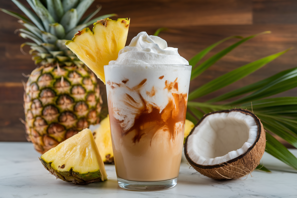 Tropical Iced Coffee with Pineapple and Coconut Water