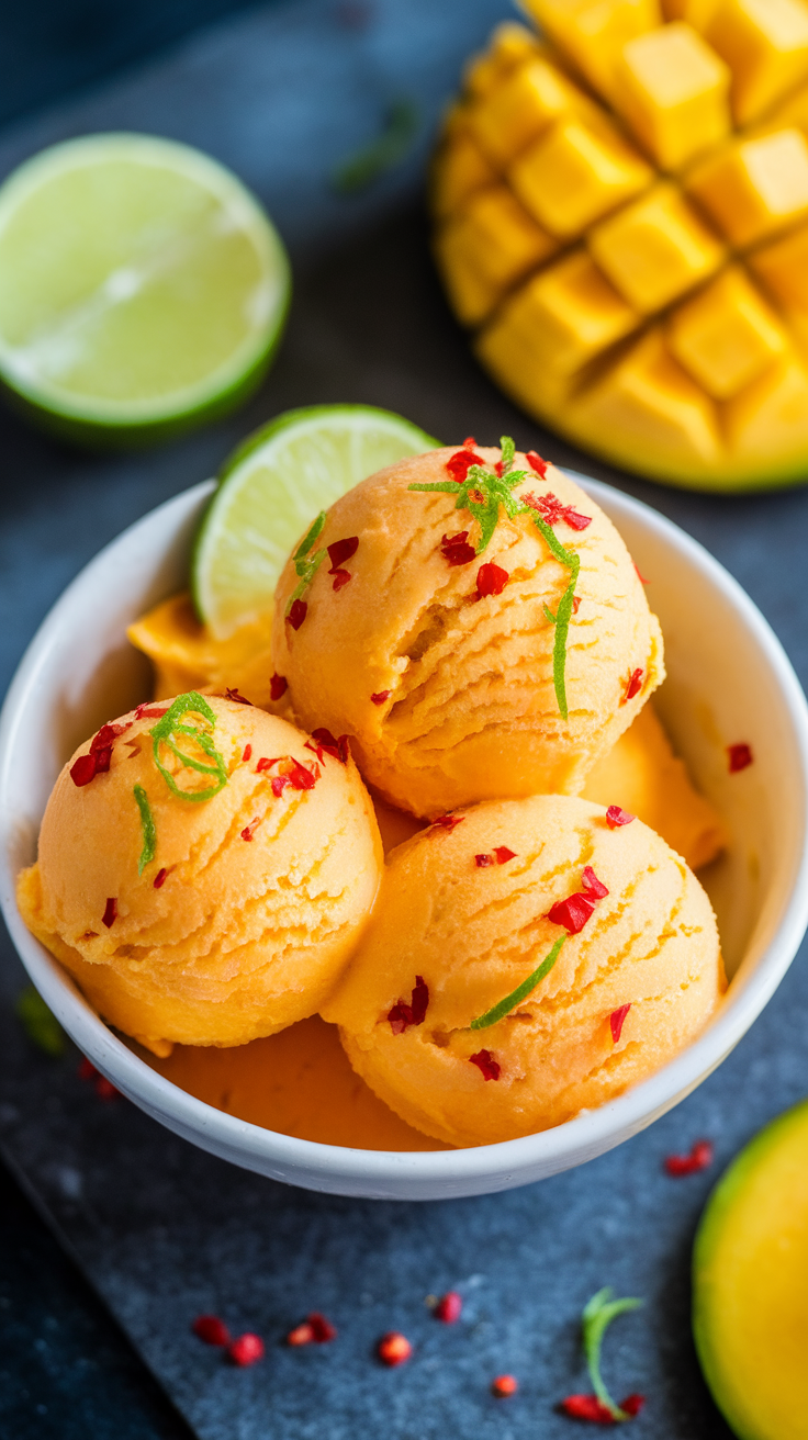 Spicy Mango Chili Lime Sorbet