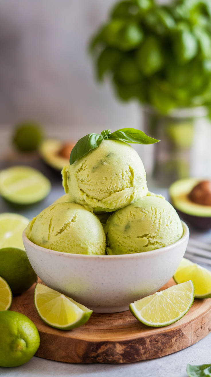 Avocado Lime Basil Sorbet