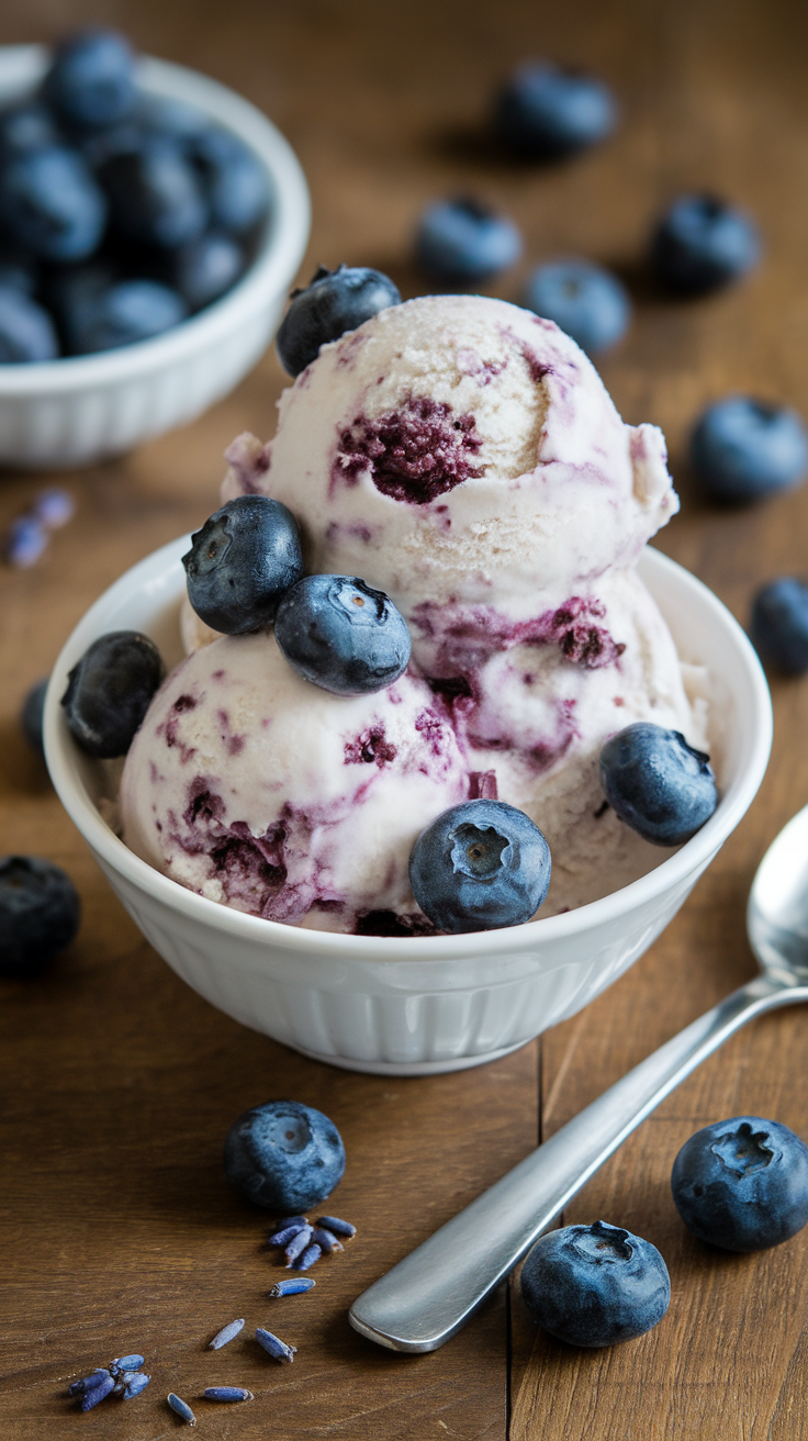 Lavender Honey Blueberry Ice Cream