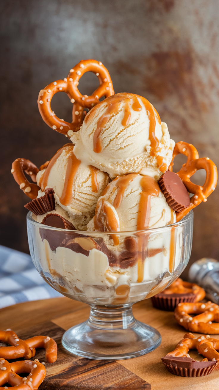 Peanut Butter Pretzel Caramel Swirl Ice Cream