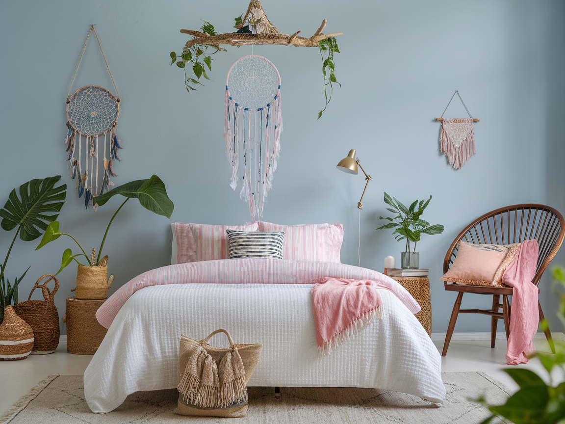 Dreamcatcher Decor with Feathers and Beads